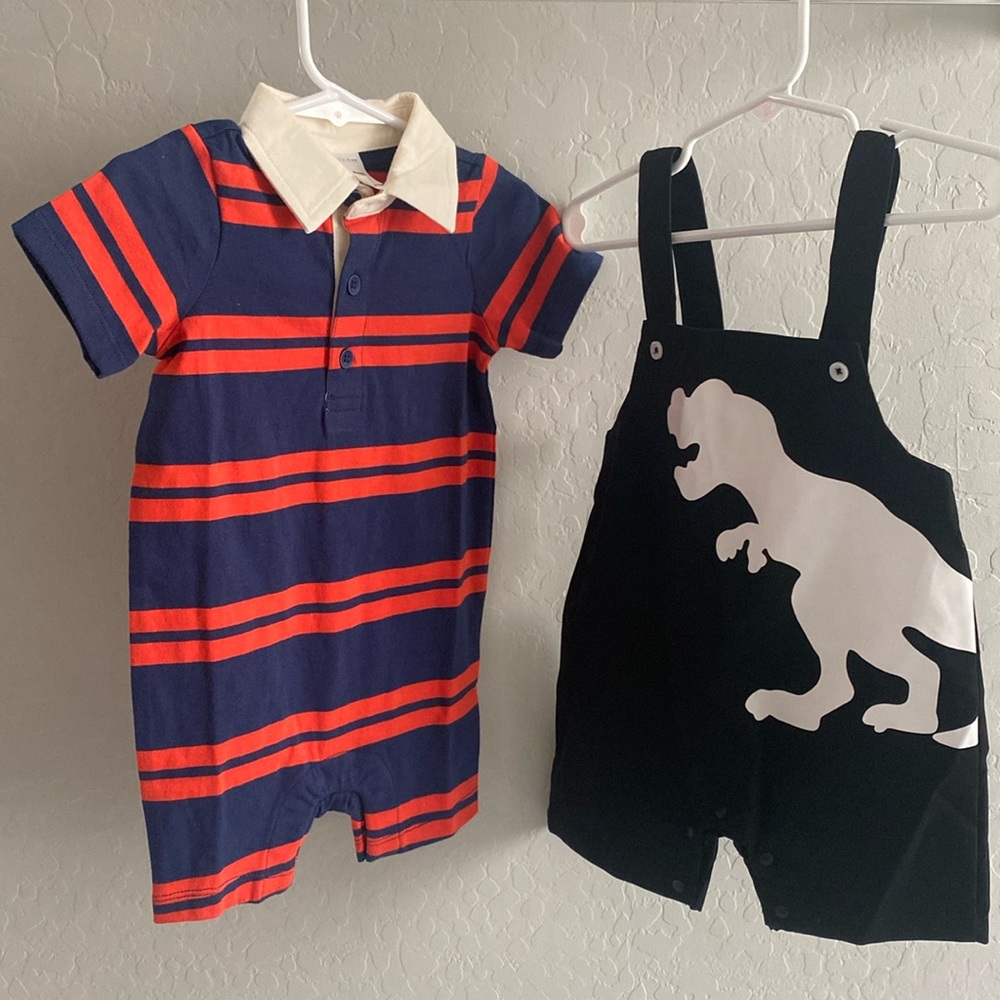 Onsie and Dinosaur overalls 12-18MO old